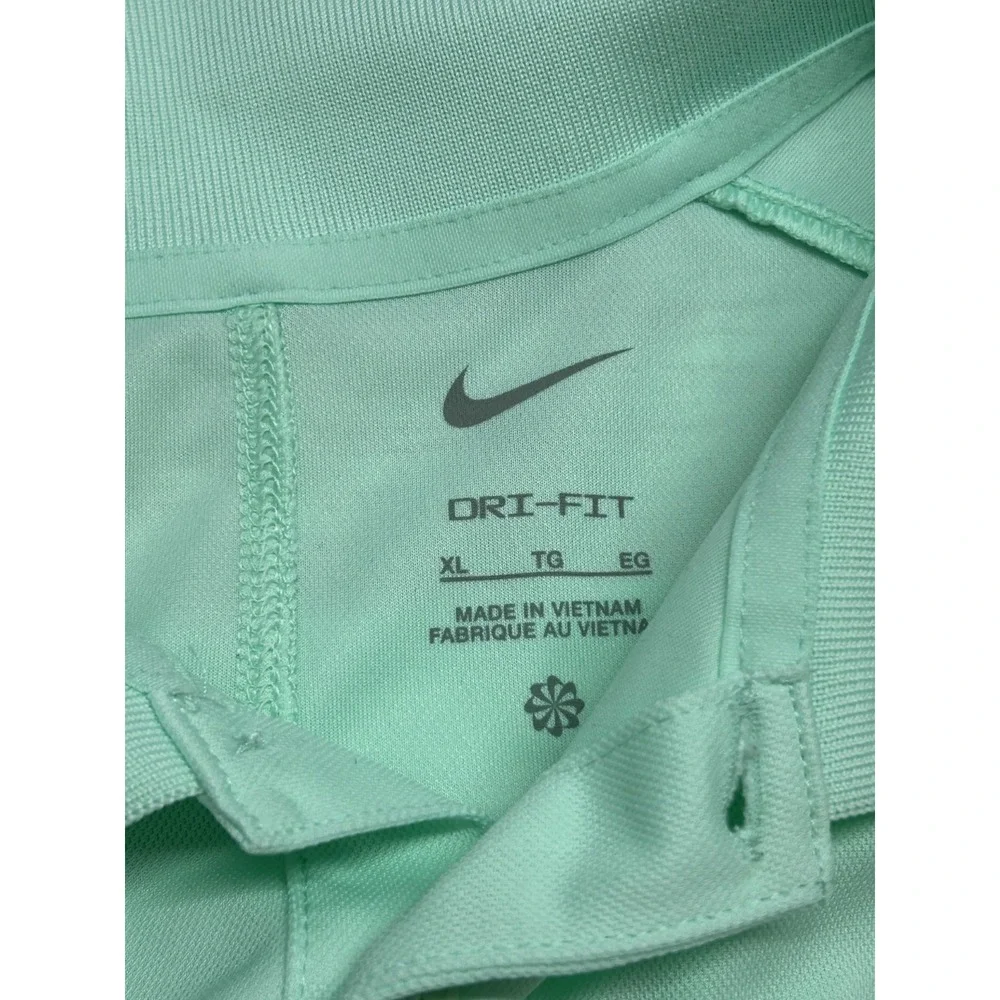 Mens Nike Dri-Fit‎ Athletic Golf Polo Men's Light Mint Green Black And White XL